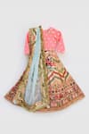 Buy Fayon Kids Pink Silk, Cotton, Net Sequins, Embroidery Striped Lehenga Set at Aza Fashions Buy_Fayon Kids_Pink Silk, Cotton, Net Sequins, Embroidery Striped Lehenga Set _at_Aza_Fashions