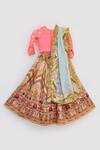 Shop Fayon Kids Pink Silk, Cotton, Net Sequins, Embroidery Striped Lehenga Set at Aza Fashions Shop_Fayon Kids_Pink Silk, Cotton, Net Sequins, Embroidery Striped Lehenga Set _at_Aza_Fashions
