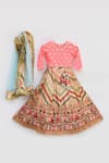 Fayon Kids Pink Silk, Cotton, Net Sequins, Embroidery Striped Lehenga Set Online at Aza Fashions Fayon Kids_Pink Silk, Cotton, Net Sequins, Embroidery Striped Lehenga Set _Online_at_Aza_Fashions