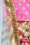 Buy_Fayon Kids_Pink Silk, Cotton, Net Embroidery, Sequins, Gota Patti Striped Lehenga Set _Online_at_Aza_Fashions