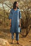 Buy_Shorshe Clothing_Blue Linen Striped Tunic And Pant Set_at_Aza_Fashions