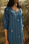 Buy_Shorshe Clothing_Blue Linen Striped Tunic And Pant Set_Online_at_Aza_Fashions