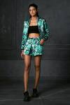 Buy_Redefine_Green Mashru Print Stripe Collared Neck Rush Reversible Bomber Jacket  _at_Aza_Fashions