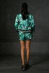 Shop_Redefine_Green Mashru Print Stripe Collared Neck Rush Reversible Bomber Jacket  _at_Aza_Fashions