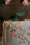 Buy Amyra Grey Embroidery Floral Creeper Pattern Box Clutch Online at Aza Fashions Buy_Amyra_Grey Embroidery Floral Creeper Pattern Box Clutch_Online_at_Aza_Fashions
