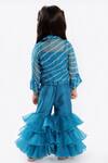 Shop_Free Sparrow_Blue Printed Jacket And Sharara Set For Girls_at_Aza_Fashions