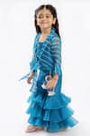 Buy_Free Sparrow_Blue Printed Jacket And Sharara Set For Girls_Online_at_Aza_Fashions