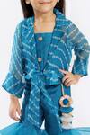 Shop_Free Sparrow_Blue Printed Jacket And Sharara Set For Girls_Online_at_Aza_Fashions