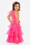 Free Sparrow_Pink Layered Lehenga Set For Girls_Online_at_Aza_Fashions