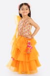 Buy_Free Sparrow_Orange Organza Layered Lehenga Set _Online_at_Aza_Fashions