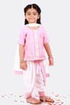 Buy_Free Sparrow_Pink Embroidered Kurta Set For Girls_at_Aza_Fashions
