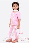 Free Sparrow_Pink Embroidered Kurta Set For Girls_Online_at_Aza_Fashions