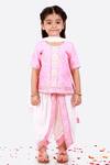 Buy_Free Sparrow_Pink Embroidered Kurta Set For Girls_Online_at_Aza_Fashions