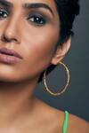 Buy_Flower Child By Shaheen Abbas_Gold Plated Hammered Hoops_at_Aza_Fashions