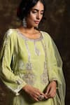 Shop_Kanika Sharma_Green Velvet Round Kurta Set  _Online_at_Aza_Fashions