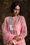 Buy_Kanika Sharma_Pink Net, Velvet, Brocade Round Kurta Set_Online_at_Aza_Fashions