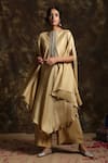 Buy_Kanika Sharma_Gold Silk Round Kaftan Tunic And Palazzo Set  _at_Aza_Fashions