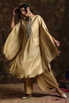 Kanika Sharma_Gold Silk Round Kaftan Tunic And Palazzo Set  _Online_at_Aza_Fashions