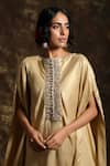 Shop_Kanika Sharma_Gold Silk Round Kaftan Tunic And Palazzo Set  _Online_at_Aza_Fashions