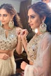 Buy_Aaryaa By Kashveen Kohli_Off White Georgette Hand Embroidered Thread Round Blouse Lehenga Set 