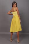 Shop_Couche_Yellow Jacquard And Taffeta Woven Waterfall Textured Midi Dress  _at_Aza_Fashions