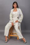 Buy_Couche_Beige Lino Bordado Embroidered Duster Coat With Jumpsuit_Online_at_Aza_Fashions