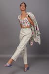 Buy_Couche_Beige Lino Bordado (viscose+linen) Embroidery Floral Jacket Pant Set  _at_Aza_Fashions