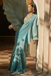 Buy_Radhika & Raghav_Blue Chiffon And Tulle Embroidery Ruffle Pre-stitched Saree With Blouse _at_Aza_Fashions