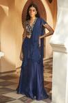 Buy_Radhika & Raghav_Blue Chiffon And Tulle Embroidery Ruffle Pre-stitched Saree With Blouse  _at_Aza_Fashions