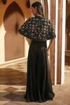 Shop_Radhika & Raghav_Black Organza And Velvet Embroidery Sequin Round Cape Lehenga Set  _at_Aza_Fashions