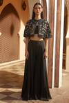 Buy_Radhika & Raghav_Black Organza And Velvet Embroidery Sequin Round Cape Lehenga Set  _Online_at_Aza_Fashions