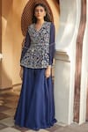 Buy_Radhika & Raghav_Blue Organza And Tulle Embroidery Sequin V Neck Kurta Sharara Set _at_Aza_Fashions
