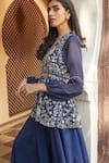 Buy_Radhika & Raghav_Blue Organza And Tulle Embroidery Sequin V Neck Kurta Sharara Set _Online_at_Aza_Fashions