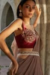 Shop_Radhika & Raghav_Brown Silk Organza Embroidery Ruffle Pre-stitched Saree With Blouse  _Online_at_Aza_Fashions