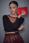 Buy_RI.Ritu Kumar_Red Embroidered Box Clutch _at_Aza_Fashions