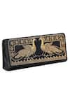 Buy_RI.Ritu Kumar_Black Embroidered Flapover Clutch _at_Aza_Fashions