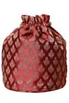 Shop_RI.Ritu Kumar_Maroon Beads Embellished Bucket Bag _at_Aza_Fashions