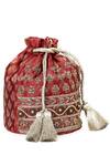 RI.Ritu Kumar_Maroon Beads Embellished Bucket Bag _Online_at_Aza_Fashions