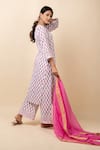 Shop_Kalakaari By Sagarika_White Kurta And Pant Cotton Printed Floral Round Set _at_Aza_Fashions