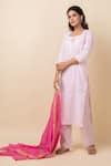 Buy_Kalakaari By Sagarika_Pink Kurta And Pant Cotton Printed Striped Round Set _Online_at_Aza_Fashions