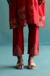 Shop_Shivani Bhargava_Red Cotton Silk Embroidered Gota Pant_Online_at_Aza_Fashions