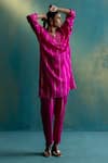 Buy_Shivani Bhargava_Pink Silk Printed Stripe Pant _Online_at_Aza_Fashions