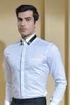 Abkasa_White Cotton Slim-fit Shirt  _at_Aza_Fashions