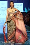Shop_Rajdeep Ranawat_Pink 100% Silk Halter Embellished Pre-draped Saree _Online_at_Aza_Fashions