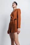 Shop_Zosia_Brown Banana Crepe Collared Neck Blazer Dress _at_Aza_Fashions