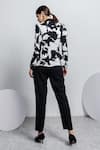 Shop_Zosia_Black Recycled Polyester Digital Print Collared Neck Peplum Top And Pant Set _at_Aza_Fashions
