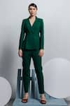 Buy_Zosia_Green Banana Polyester Collared Neck Blazer And Pant Set _at_Aza_Fashions