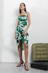 Buy_Zosia_Green Recycled Polyester Digital Print Halter Dress_at_Aza_Fashions