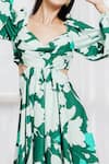 Buy_Zosia_Green Recycled Polyester Digital Print Sweetheart Neck Short Dress_Online_at_Aza_Fashions