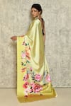 Shop_Khwaab by Sanjana Lakhani_Yellow Satin Floral Pattern Saree _at_Aza_Fashions